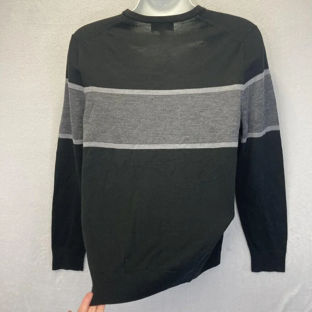 Banana Republic 100% Merino Wool Sweater Mens Large L Black Lightweight Pullover